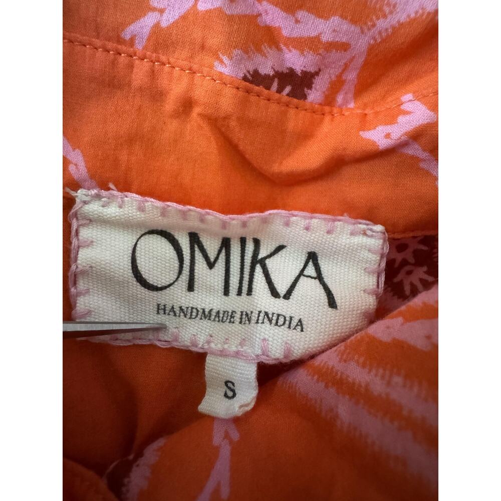 Omika Emeline Maxi Dress Womens Small Orange Vani Papaya Belted Shirt Tiered - Picture 5 of 14